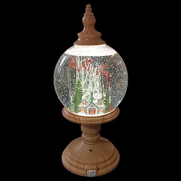 Christmas Snow Globe Lighted Swirling Glitter Santa Claus Reindeer Sleigh Ganz - Picture 9 of 16